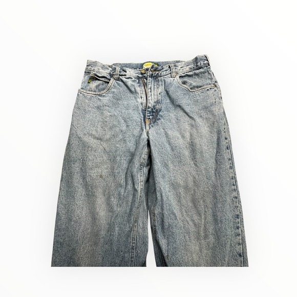 Cabelas Mens Flannel Lined Denim Jeans Light Wash Blue Plaid Lining 36x30 - Picture 4 of 16